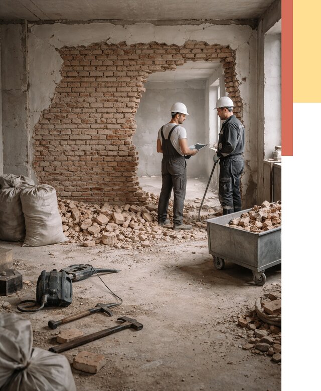 Демонтаж кирпичных стен в Уссурийске от 4330 руб. — быстро, недорого, под ключ | ОТДЕЛОЧНИК-Сср