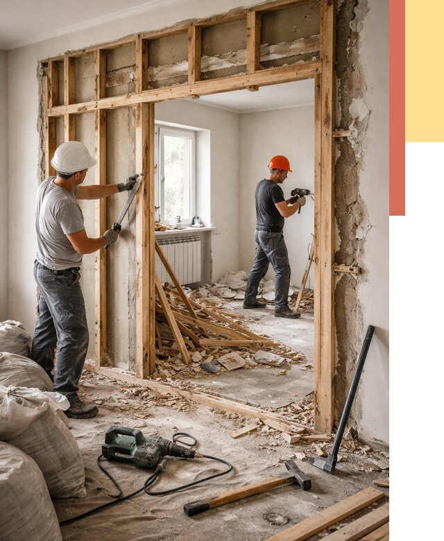 Демонтаж деревянных перегородок в Уссурийске от 3299 руб. — быстро и недорого | ОТДЕЛОЧНИК-Сср