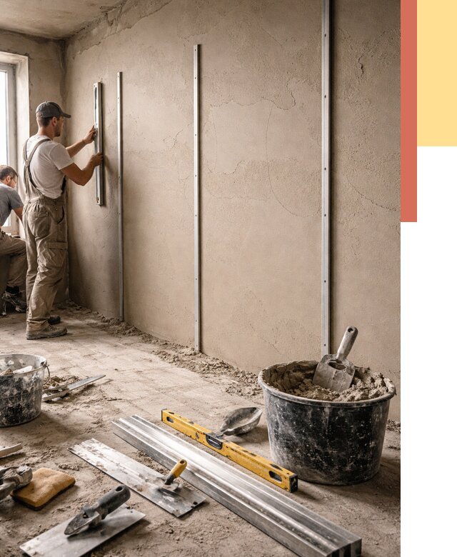 Штукатурка стен по маякам в Уссурийске от 5671 руб./м² — выравнивание под ключ | ОТДЕЛОЧНИК-Сср