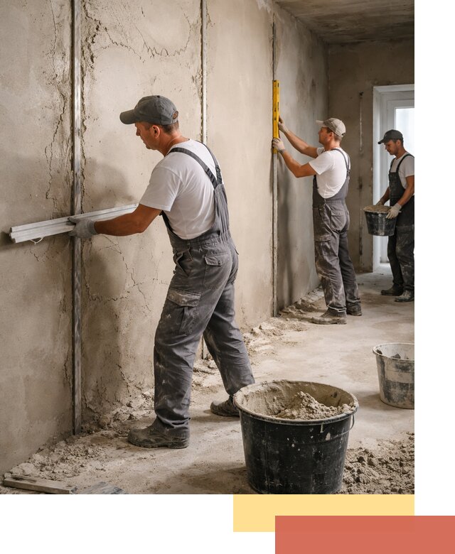 Штукатурка стен по маякам в Уссурийске — точная и ровная поверхность