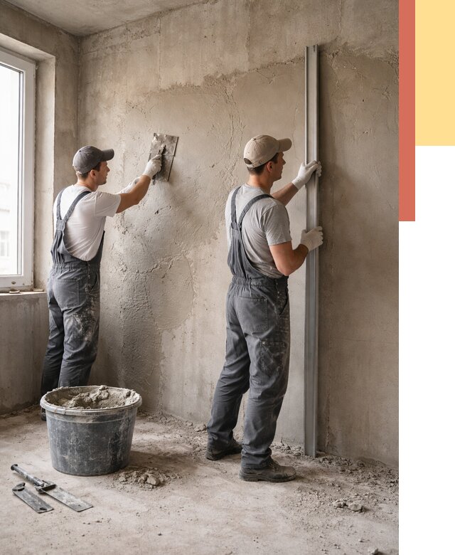 Штукатурка бетонных стен в Уссурийске от 4640 руб/м² — качественно и быстро | ОТДЕЛОЧНИК-Сср