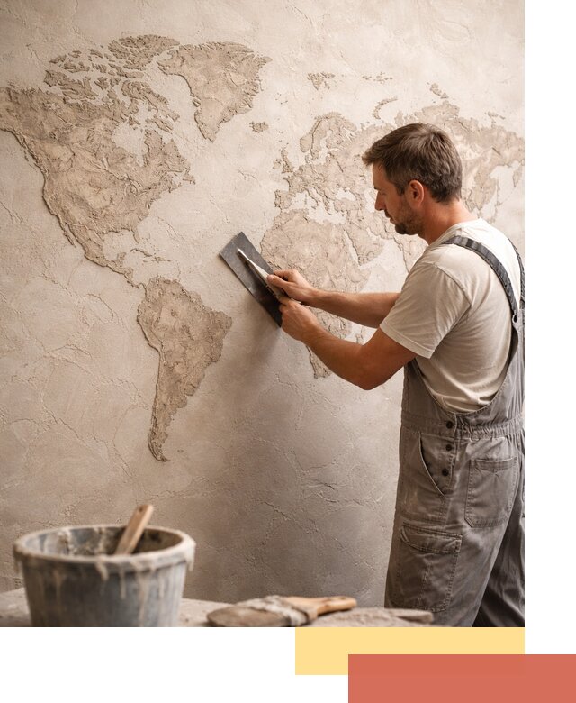 Декоративная штукатурка «Карта мира» под ключ в Уссурийске