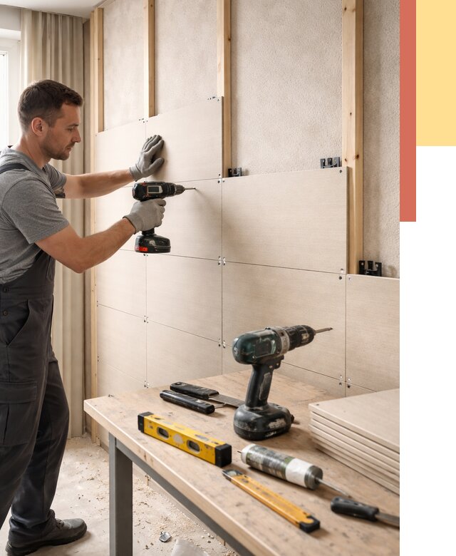 Монтаж МДФ панелей на стены в Уссурийске от 1289 руб. под ключ | ОТДЕЛОЧНИК-Сср