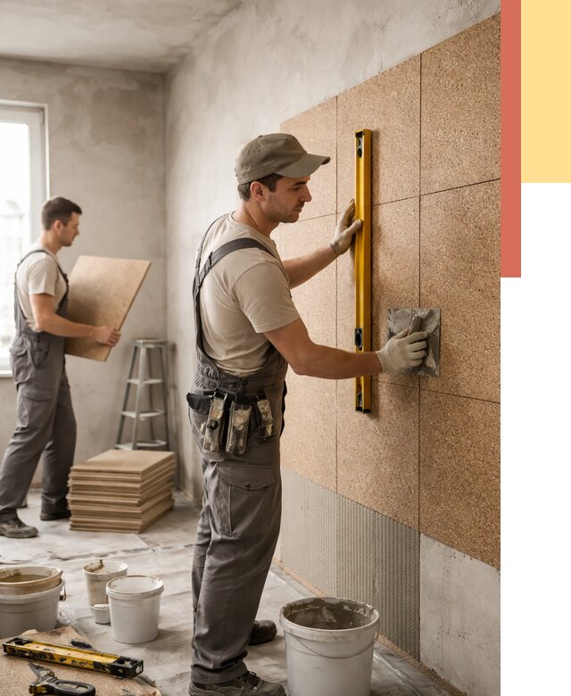 Монтаж пробковых панелей на стены в Уссурийске от 3609 руб. — ОТДЕЛОЧНИК-Сср