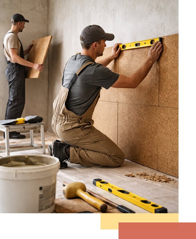 Монтаж пробковых панелей на стены в Уссурийске быстро и качественно