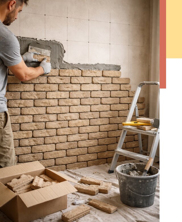 Монтаж декоративного кирпича в Уссурийске от 3299 руб./м² — быстро и недорого | ОТДЕЛОЧНИК-Сср