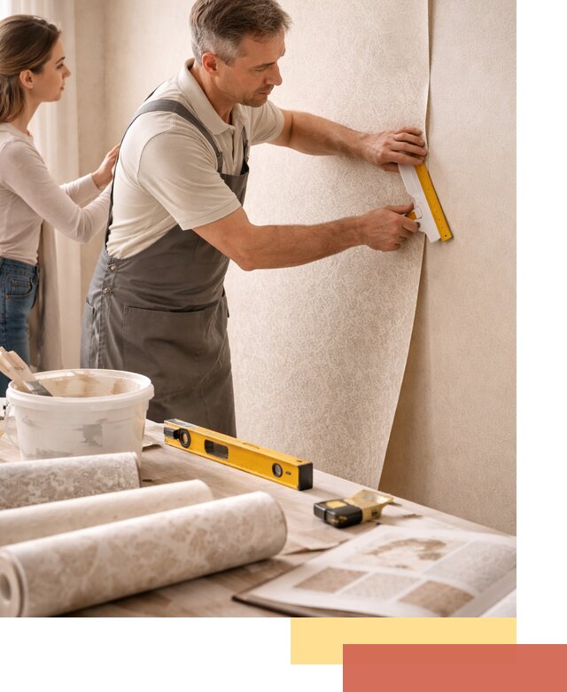 Поклейка обоев с подбором рисунка в Уссурийске