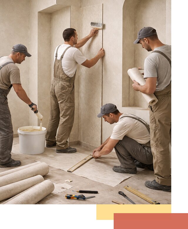 Поклейка обоев на сложные стены и неровные поверхности в Уссурийске