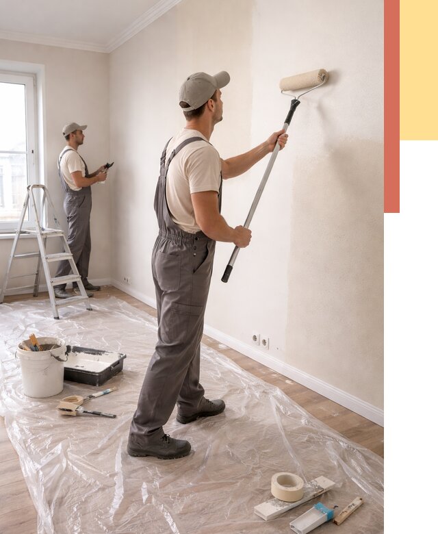 Покраска стен акриловой краской в Уссурийске от 3609 руб./м² — быстро и недорого | ОТДЕЛОЧНИК-Сср