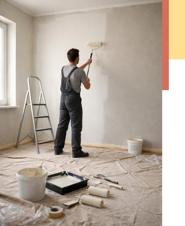 Покраска стен моющейся краской в Уссурийске от 361 руб./м² — быстро и недорого | ОТДЕЛОЧНИК-Сср