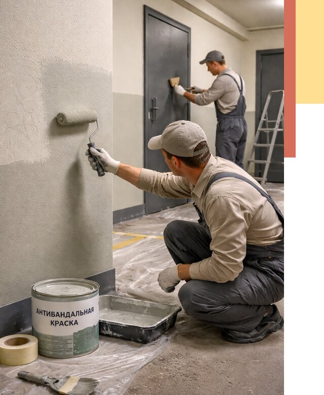 Покраска стен антивандальной краской в Уссурийске от 4640 руб./м² под ключ | ОТДЕЛОЧНИК-Сср