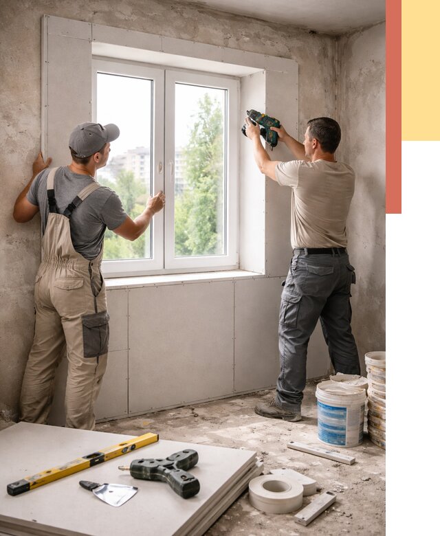 Монтаж откосов из гипсокартона в Уссурийске от 4640 руб. под ключ | ОТДЕЛОЧНИК-Сср