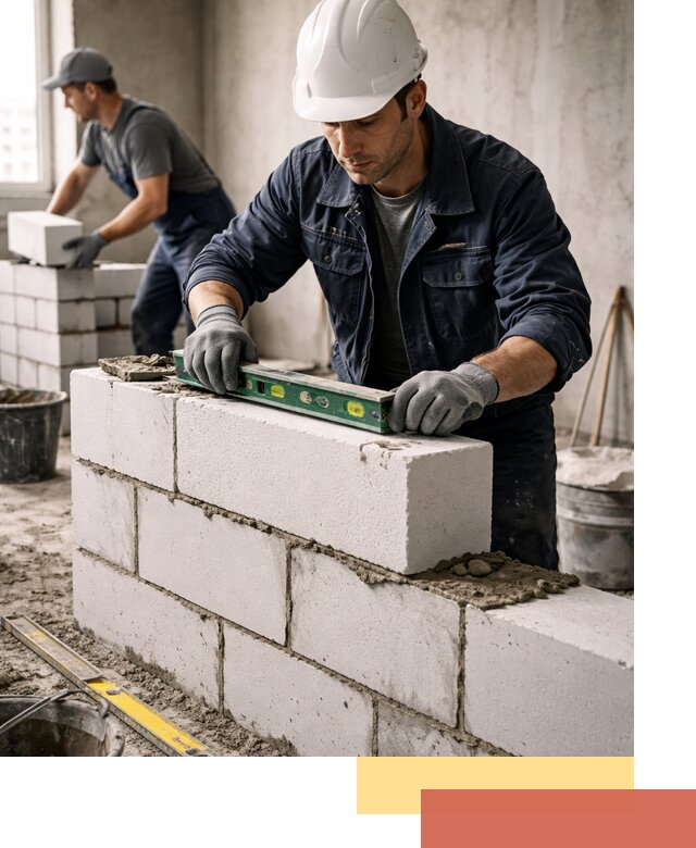 Кладка перегородок из пеноблока под ключ в Уссурийске