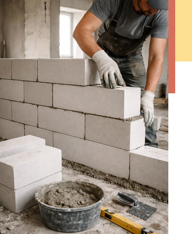 Кладка перегородок из силикатного блока в Уссурийске от 4124 руб. под ключ | ОТДЕЛОЧНИК-Сср