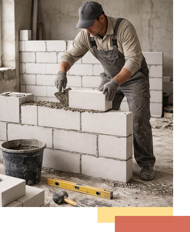 Кладка перегородок из силикатного блока в Уссурийске