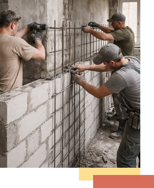 Армирование кладки перегородок в Уссурийске профессионально и надёжно