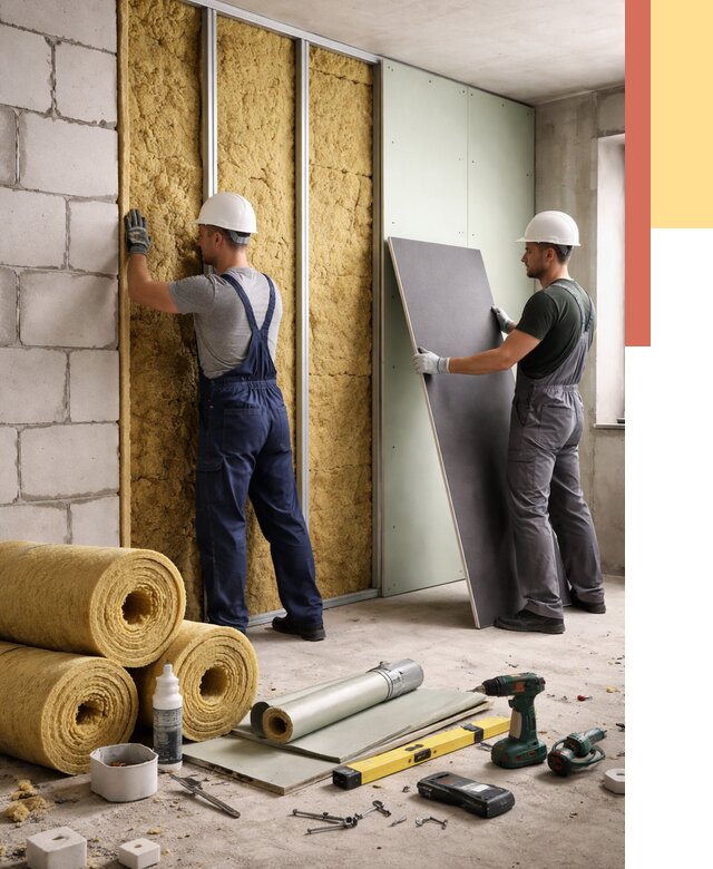 Шумоизоляция перегородок из блоков в Уссурийске от 1907 руб./м² — быстро и недорого | ОТДЕЛОЧНИК-Сср