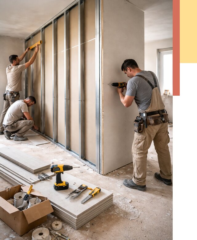 Монтаж однослойной перегородки из гипсокартона в Уссурийске от 670 руб. | ОТДЕЛОЧНИК-Сср