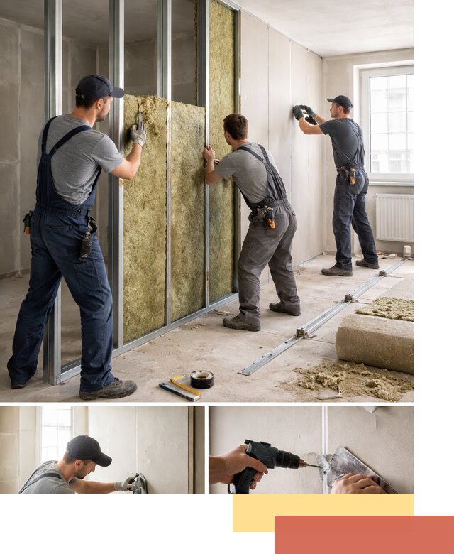 Перегородка из гипсокартона с шумоизоляцией в Уссурийске — монтаж под ключ