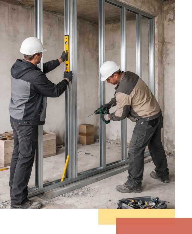 Монтаж каркаса перегородки из профиля в Уссурийске