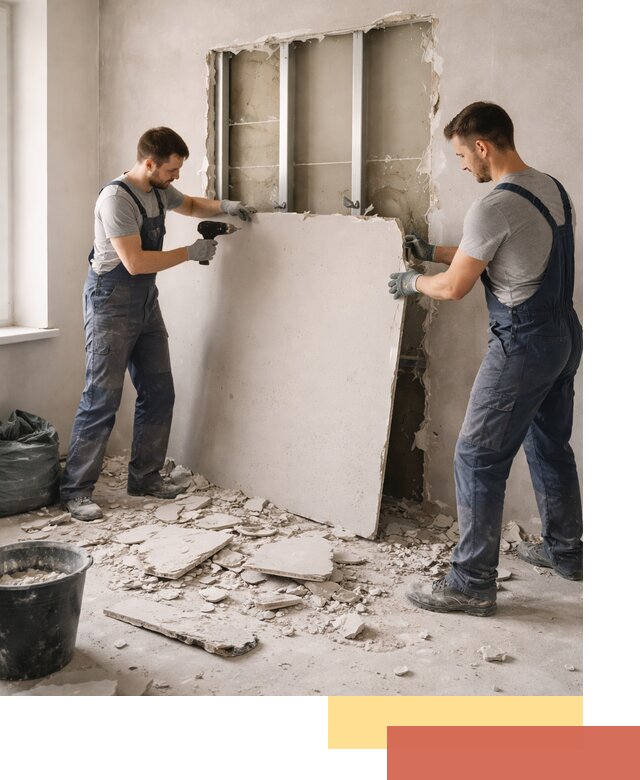 Демонтаж перегородки из гипсокартона в Уссурийске быстрый и аккуратный