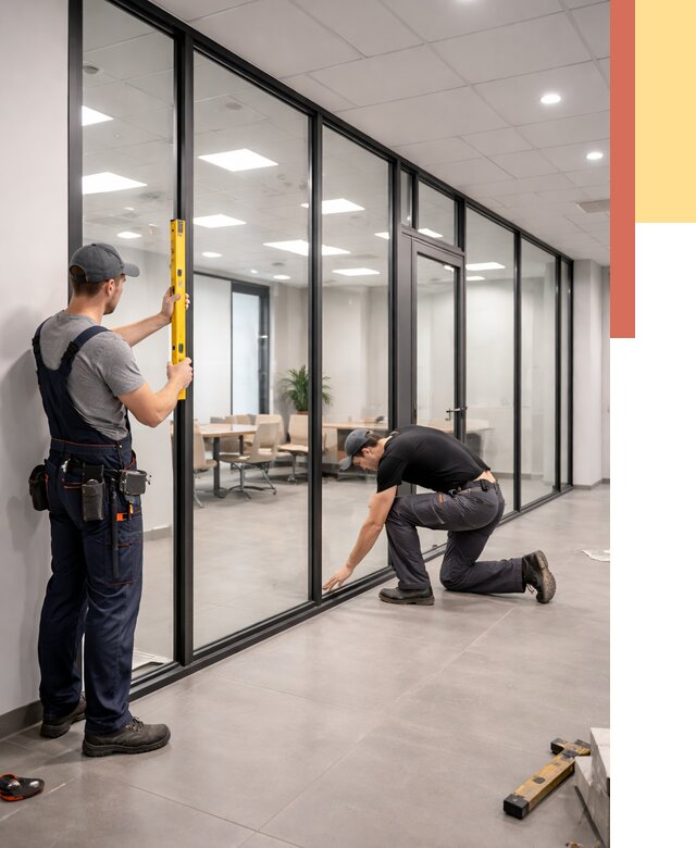 Каркасные стеклянные перегородки в Уссурийске под ключ от 9485 руб. | ОТДЕЛОЧНИК-Сср