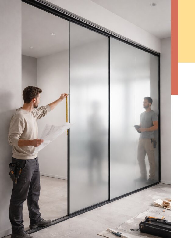 Матовые стеклянные перегородки в Уссурийске от 8764 руб. — монтаж и установка | ОТДЕЛОЧНИК-Сср