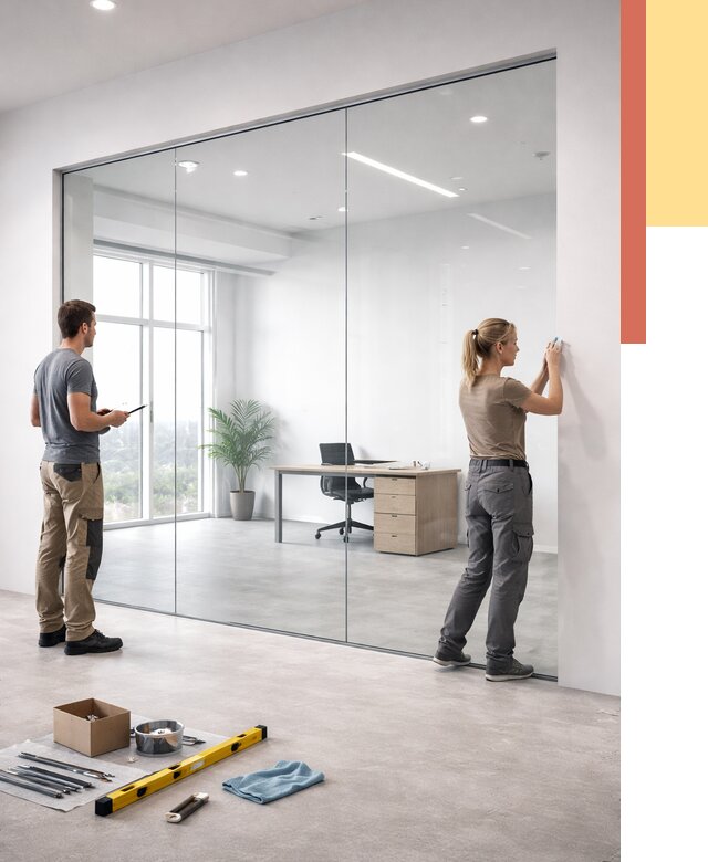 Перегородки из закаленного стекла в Уссурийске от 9795 руб. под ключ | ОТДЕЛОЧНИК-Сср