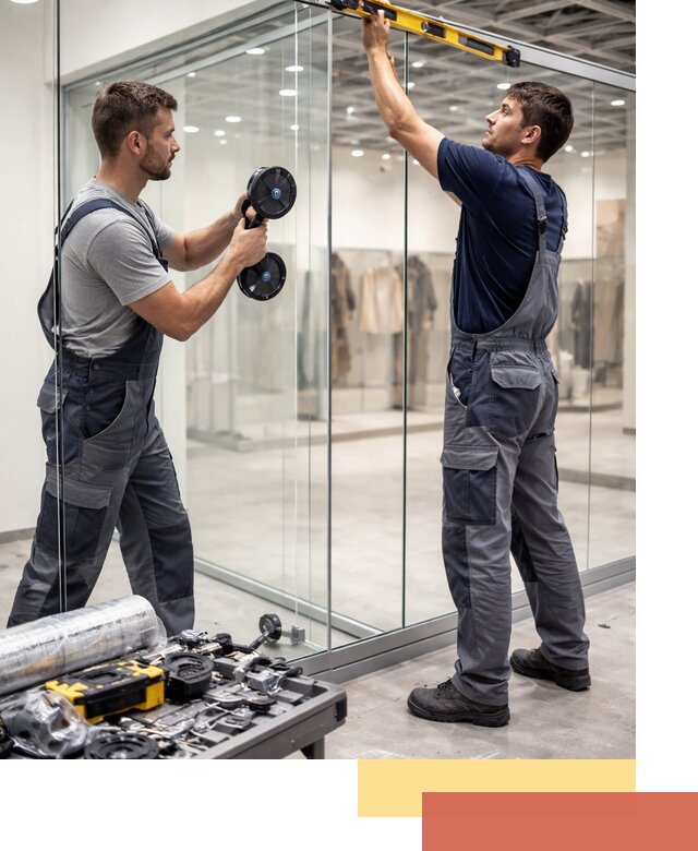 Стеклянные перегородки для магазинов в Уссурийске — монтаж и установка