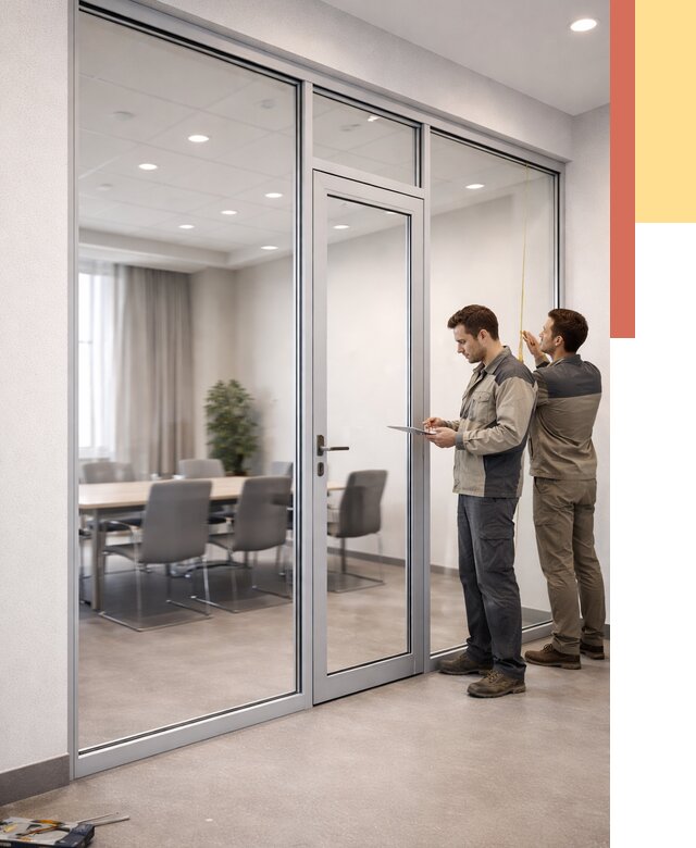 Установка и монтаж алюминиевых перегородок со стеклом в Уссурийске от 8454 руб. | ОТДЕЛОЧНИК-Сср