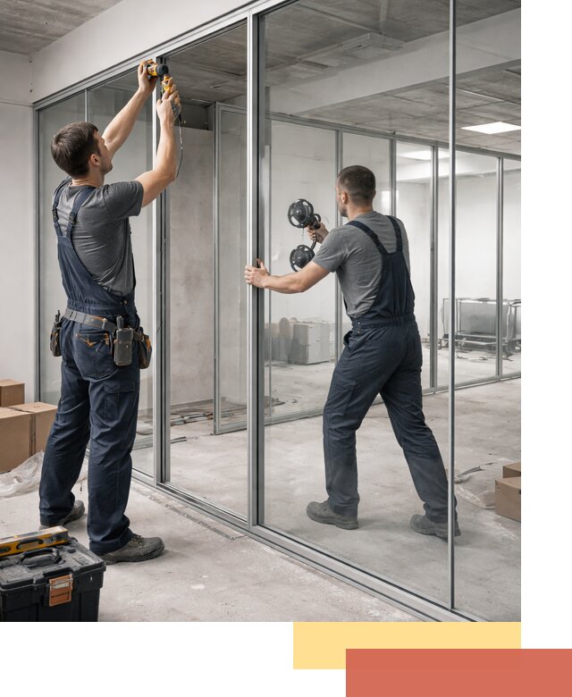 Алюминиевые перегородки со стеклом в Уссурийске — изготовление и монтаж