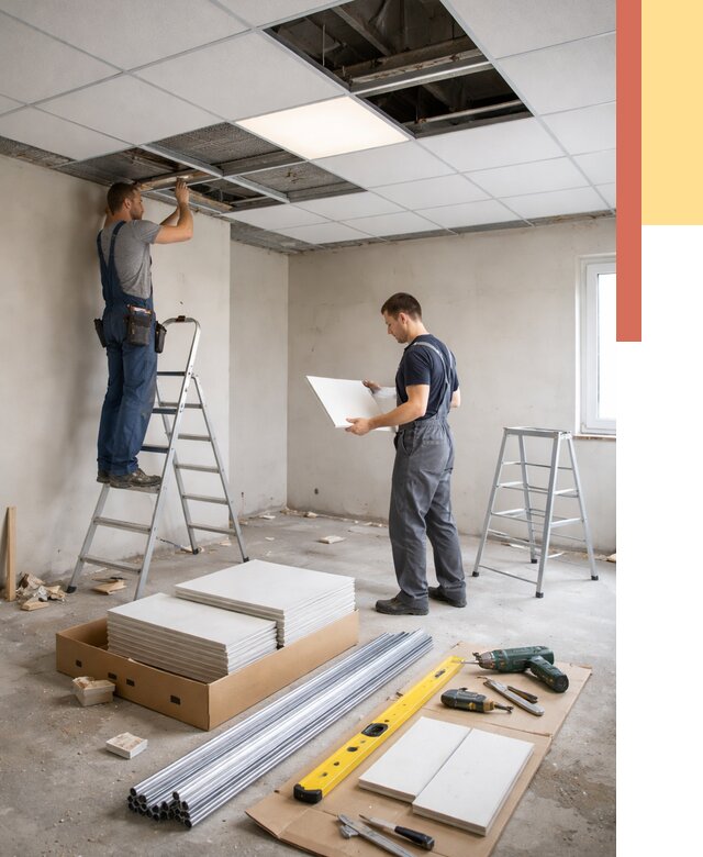 Монтаж потолка армстронг в Уссурийске от 4640 руб/м2 — быстрая установка под ключ | ОТДЕЛОЧНИК-Сср