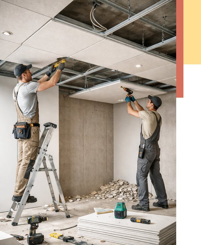 Монтаж акустического потолка в Уссурийске от 6702 руб/м2 — быстро и недорого | ОТДЕЛОЧНИК-Сср