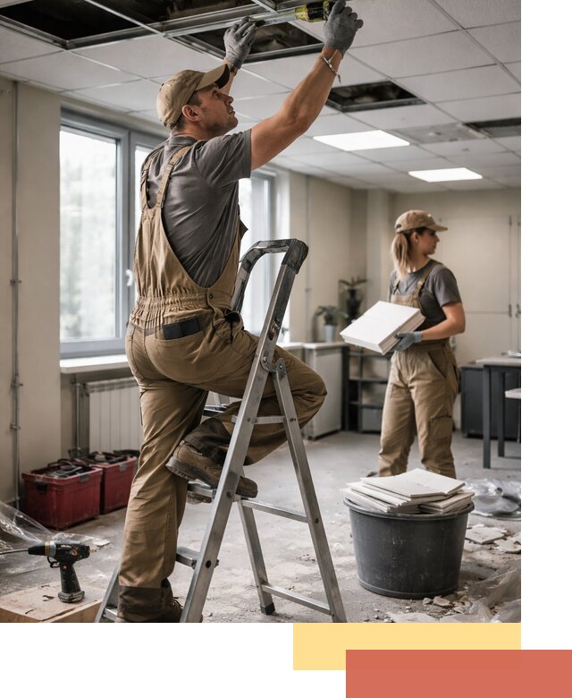 Ремонт потолка Армстронг и замена плит в Уссурийске