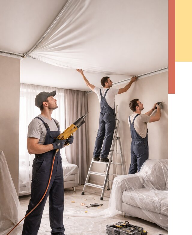 Установка натяжного потолка в Уссурийске от 4640 руб. | Быстро и недорого — ОТДЕЛОЧНИК-Сср