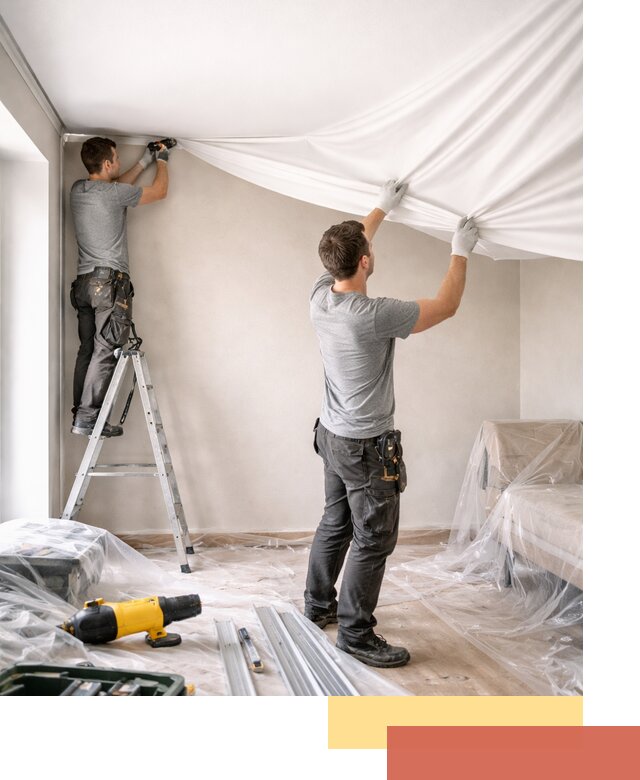 Монтаж тканевого натяжного потолка в Уссурийске недорого и быстро