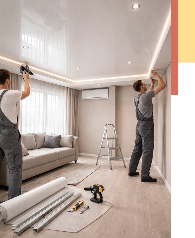 Монтаж глянцевого натяжного потолка в Уссурийске от 773 руб. под ключ | ОТДЕЛОЧНИК-Сср