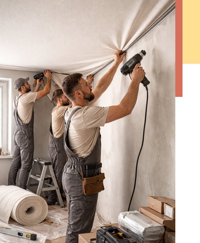 Монтаж фактурного натяжного потолка в Уссурийске от 773 руб. — ОТДЕЛОЧНИК-Сср