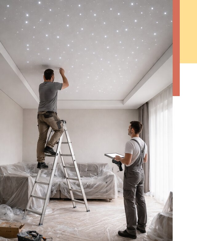 Монтаж натяжного потолка «звездное небо» в Уссурийске от 6702 руб. | ОТДЕЛОЧНИК-Сср