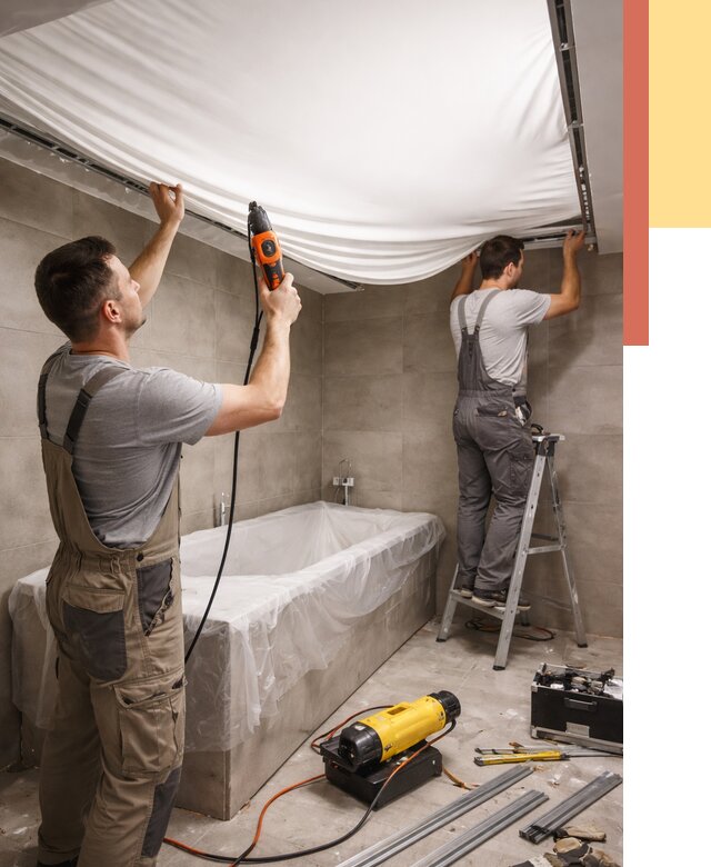 Монтаж натяжного потолка в ванной в Уссурийске от 1237 руб. под ключ | ОТДЕЛОЧНИК-Сср