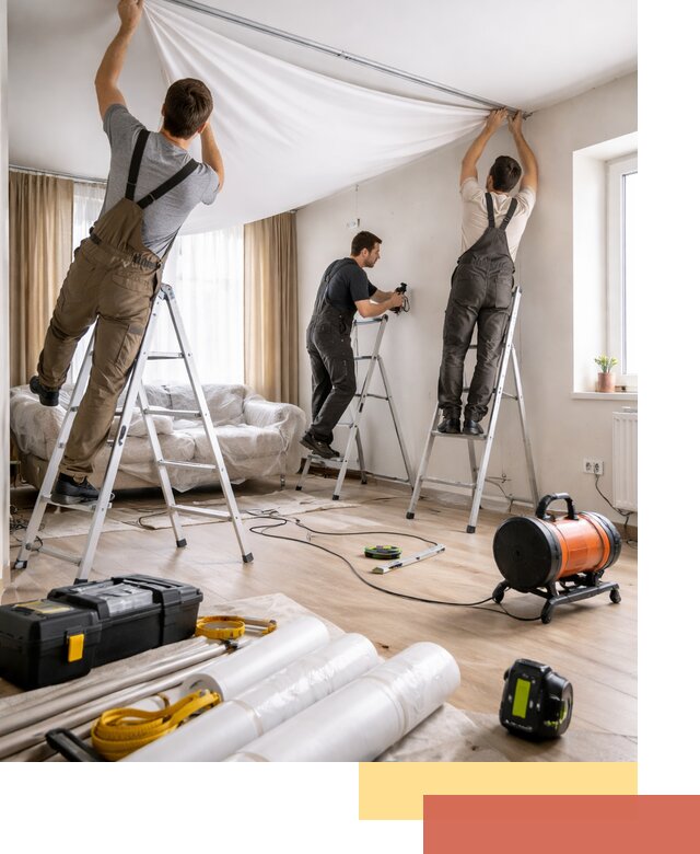 Монтаж натяжного потолка в гостиной в Уссурийске