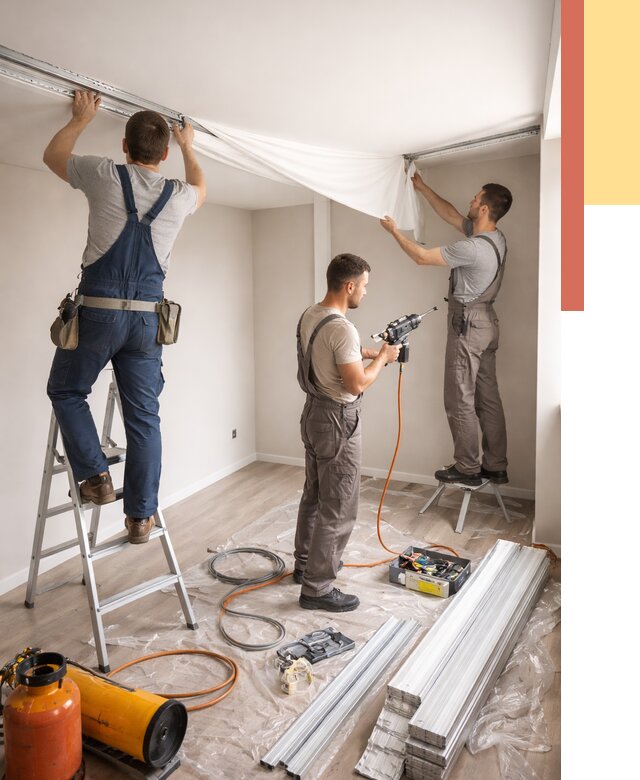 Монтаж натяжного потолка в студии в Уссурийске от 5671 руб. — быстро и недорого | ОТДЕЛОЧНИК-Сср