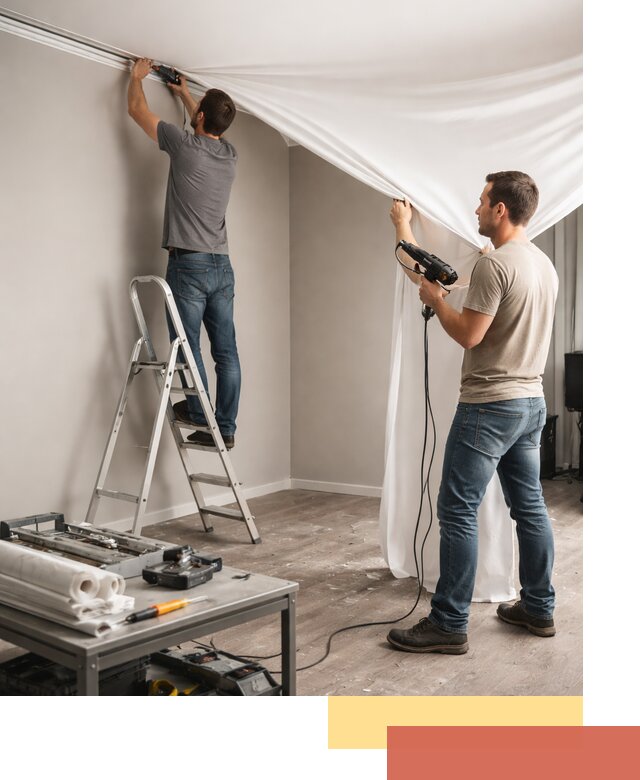 Монтаж натяжного потолка в студии в Уссурийске