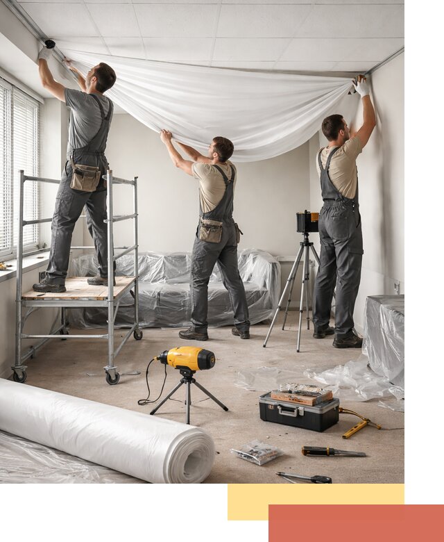 Монтаж натяжного потолка в офисе в Уссурийске