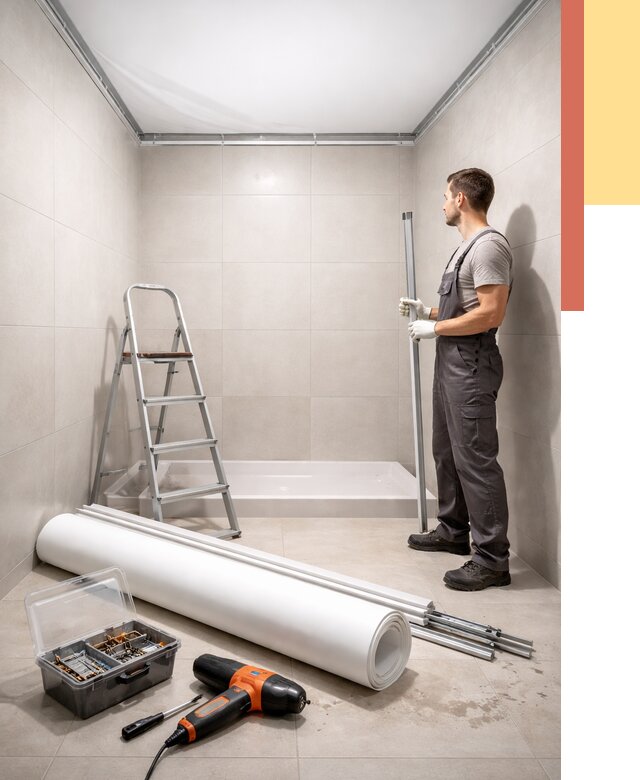 Монтаж натяжного потолка в санузле в Уссурийске от 1907 руб. — ОТДЕЛОЧНИК-Сср