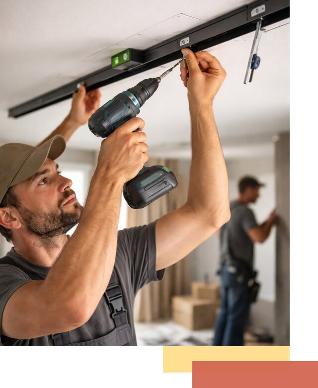 Установка трековых светильников в натяжной потолок в Уссурийске