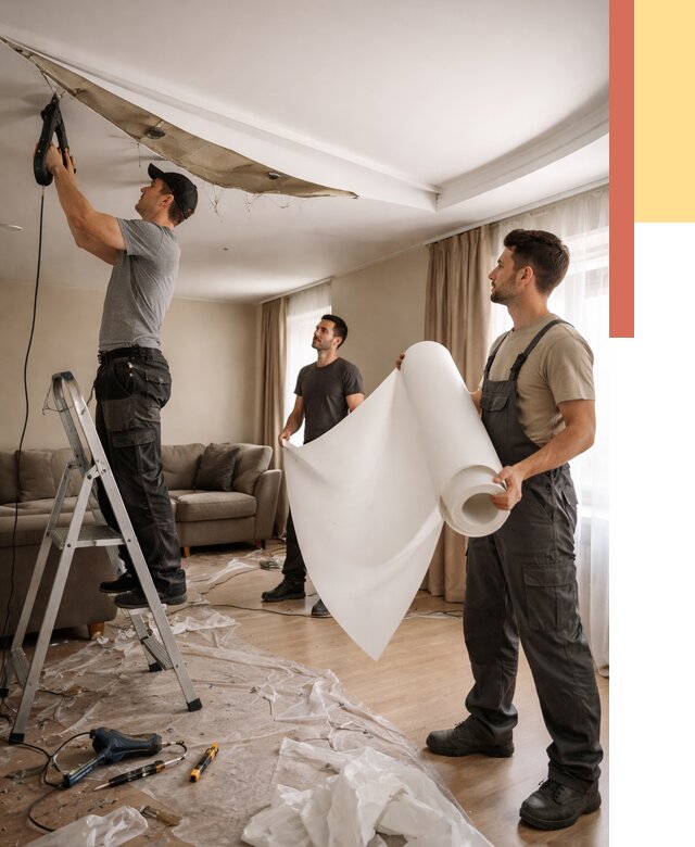 Замена полотна натяжного потолка в Уссурийске от 9795 руб. быстро и недорого | ОТДЕЛОЧНИК-Сср