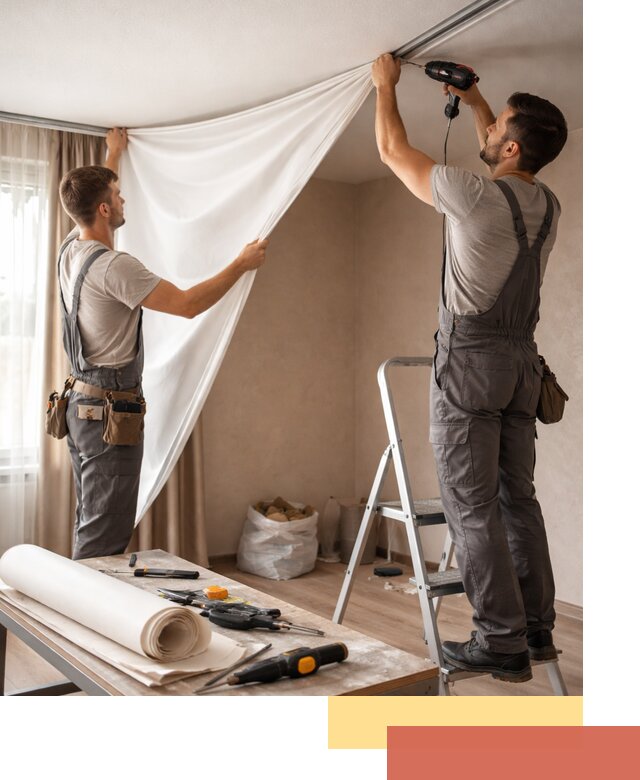 Замена полотна натяжного потолка в Уссурийске быстро и качественно