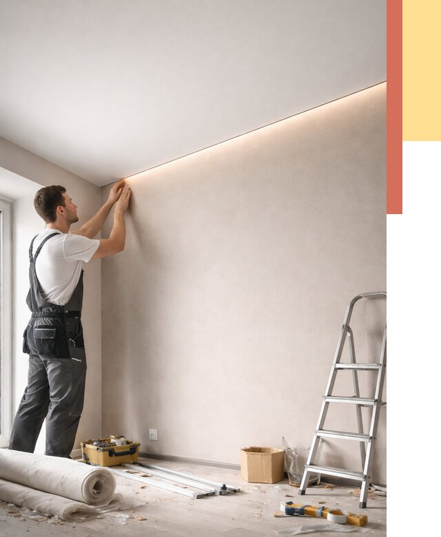 Теневые натяжные потолки в Уссурийске от 8454 руб. под ключ | ОТДЕЛОЧНИК-Сср