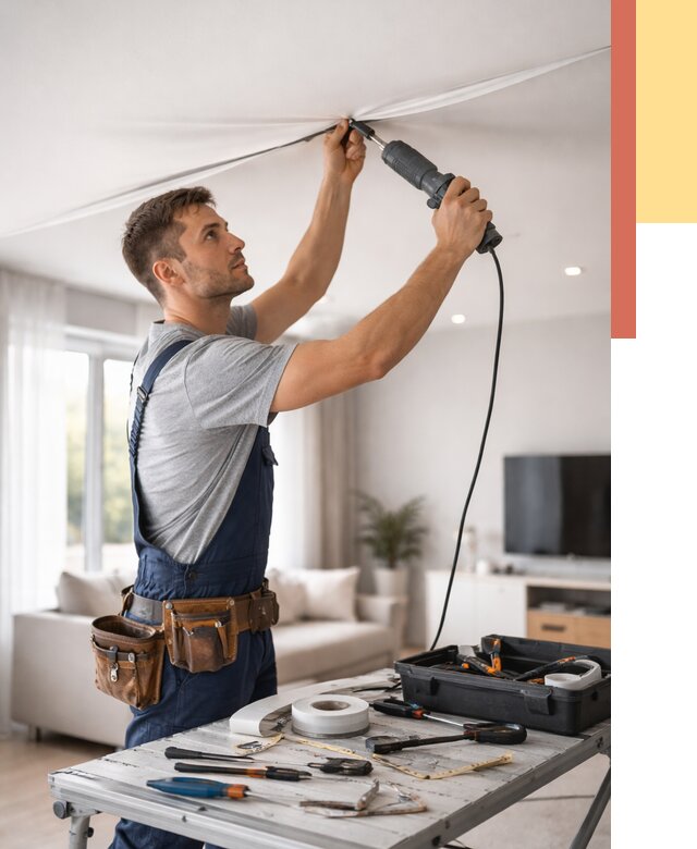 Ремонт натяжных потолков в Уссурийске от 9795 руб. под ключ — ОТДЕЛОЧНИК-Сср